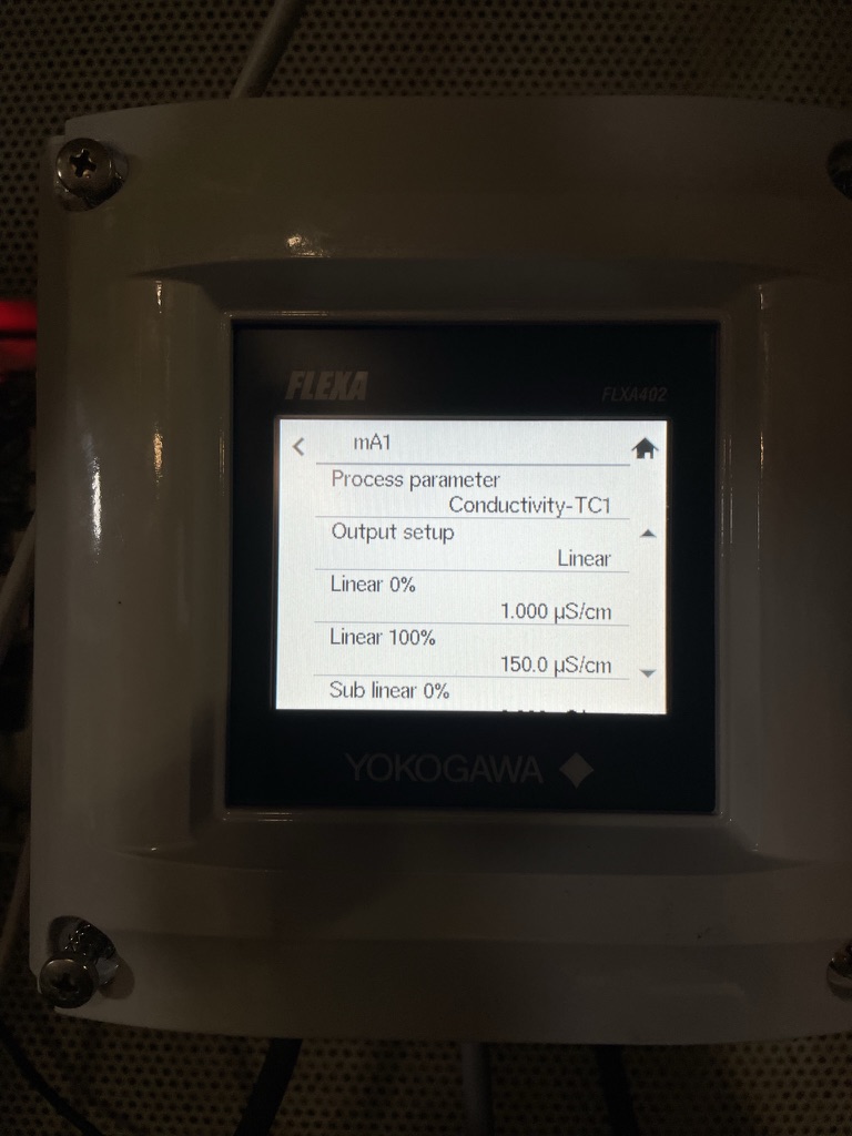 De instellingen van de conductiviteitsmeter.